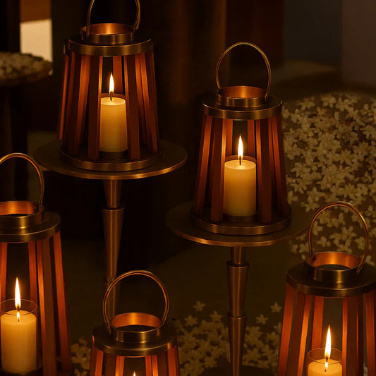 Brio Antique Gold & Brown Lantern L